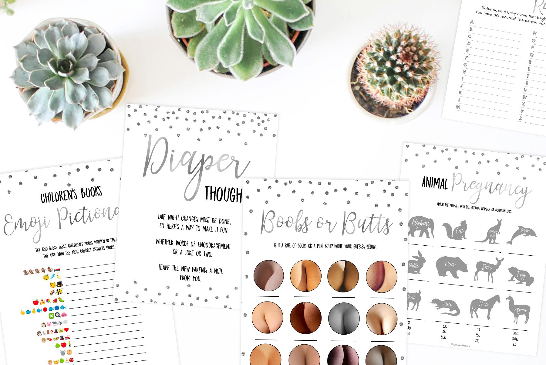 Shop Silver Glitter Baby Shower Printables | Oh Happy Printables ...