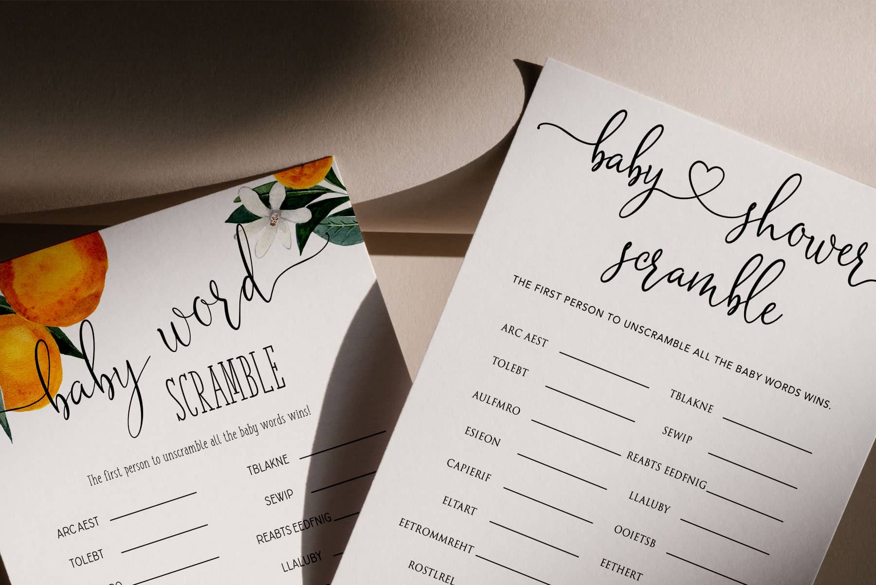 SHOP Baby Word Scramble Baby Shower Games | Oh Happy Printables ...