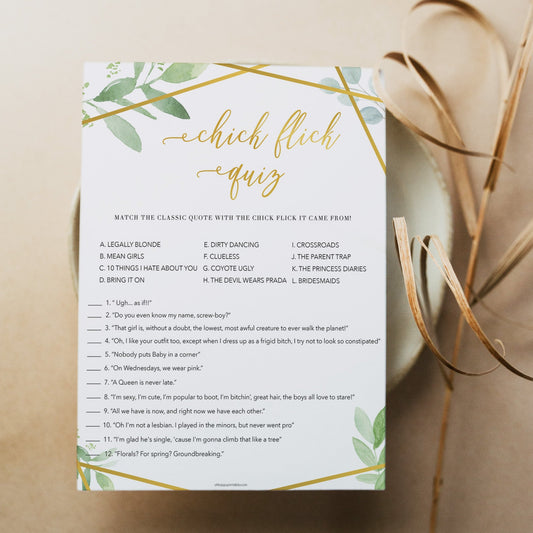 Chick Flick Movie Quiz - Gold Greenery