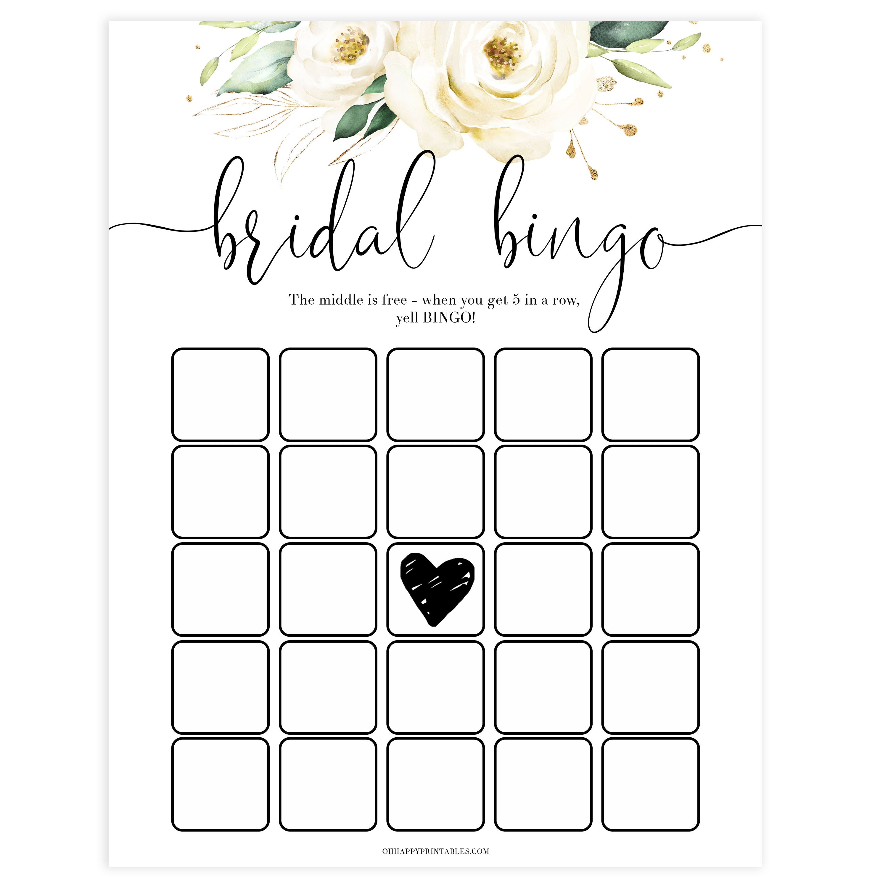 Free Printable Bridal Shower Bingo