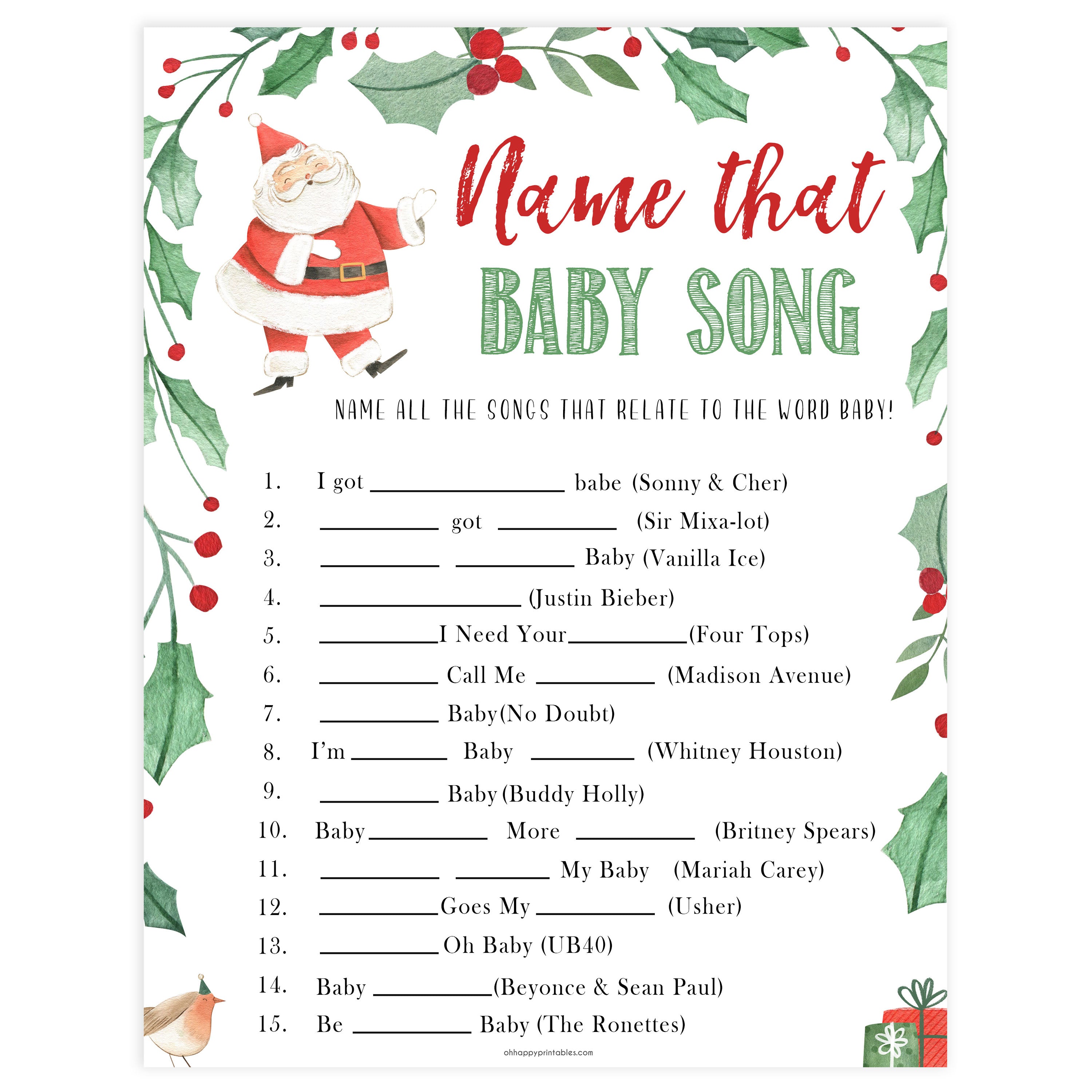 CH Name That Baby Song 1 name that baby song - christmas printable baby shower games