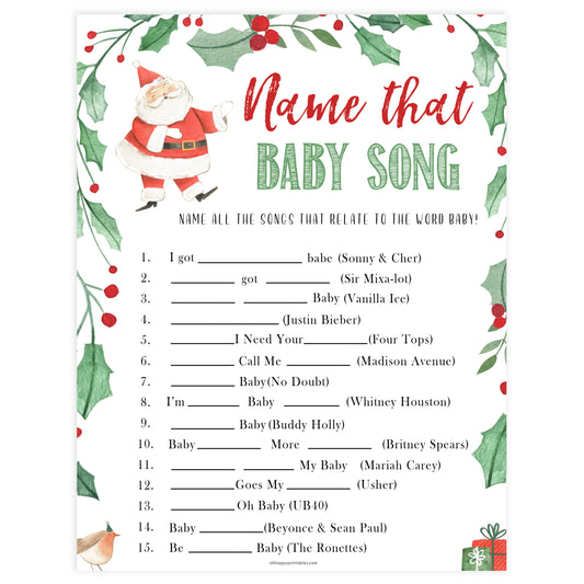 Christmas baby shower games, name that baby song, festive baby shower games, best baby shower games, top 10 baby games, baby shower ideas, baby shower games