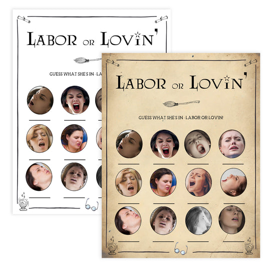 Labor or Lovin baby shower game, labor or porn game, Wizard baby shower games, printable baby shower games, Harry Potter baby games, Harry Potter baby shower, fun baby shower games,  fun baby ideas