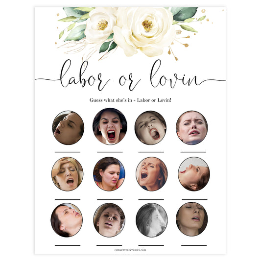 labor or lovin baby game, Printable baby shower games, shite floral baby games, baby shower games, fun baby shower ideas, top baby shower ideas, floral baby shower, baby shower games, fun floral baby shower ideas
