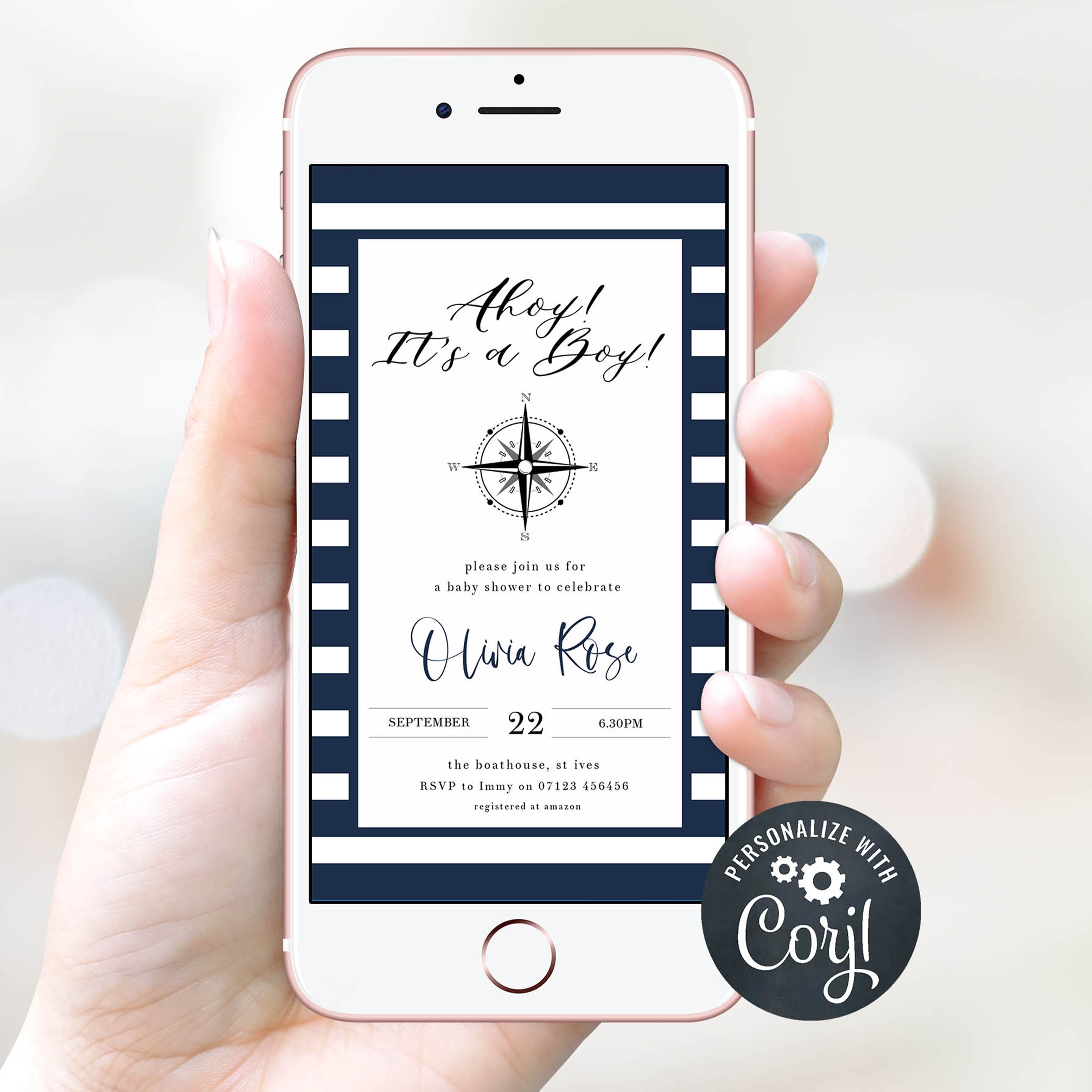 EDITABLE Baby Shower Mobile Invitation - Baby Shower Invitations