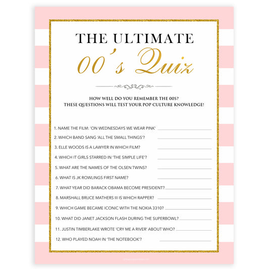 parisian bachelorette games, Ultimate 00s quiz game, bridal shower games, naughty bridal games, dirty bachelorette games, top bridal games, fun bachelorette games, best bridal games