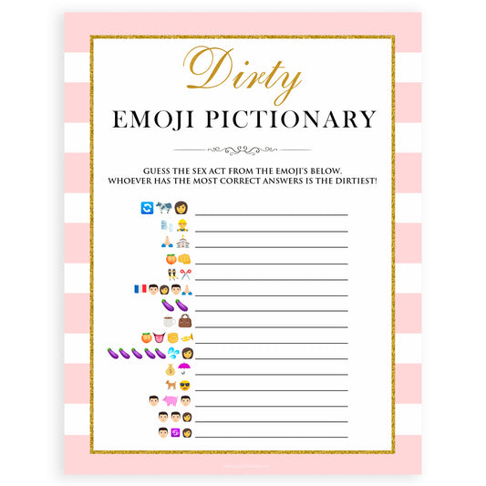 parisian bachelorette games, dirty emoji pictionary game, bridal shower games, naughty bridal games, dirty bachelorette games, top bridal games
