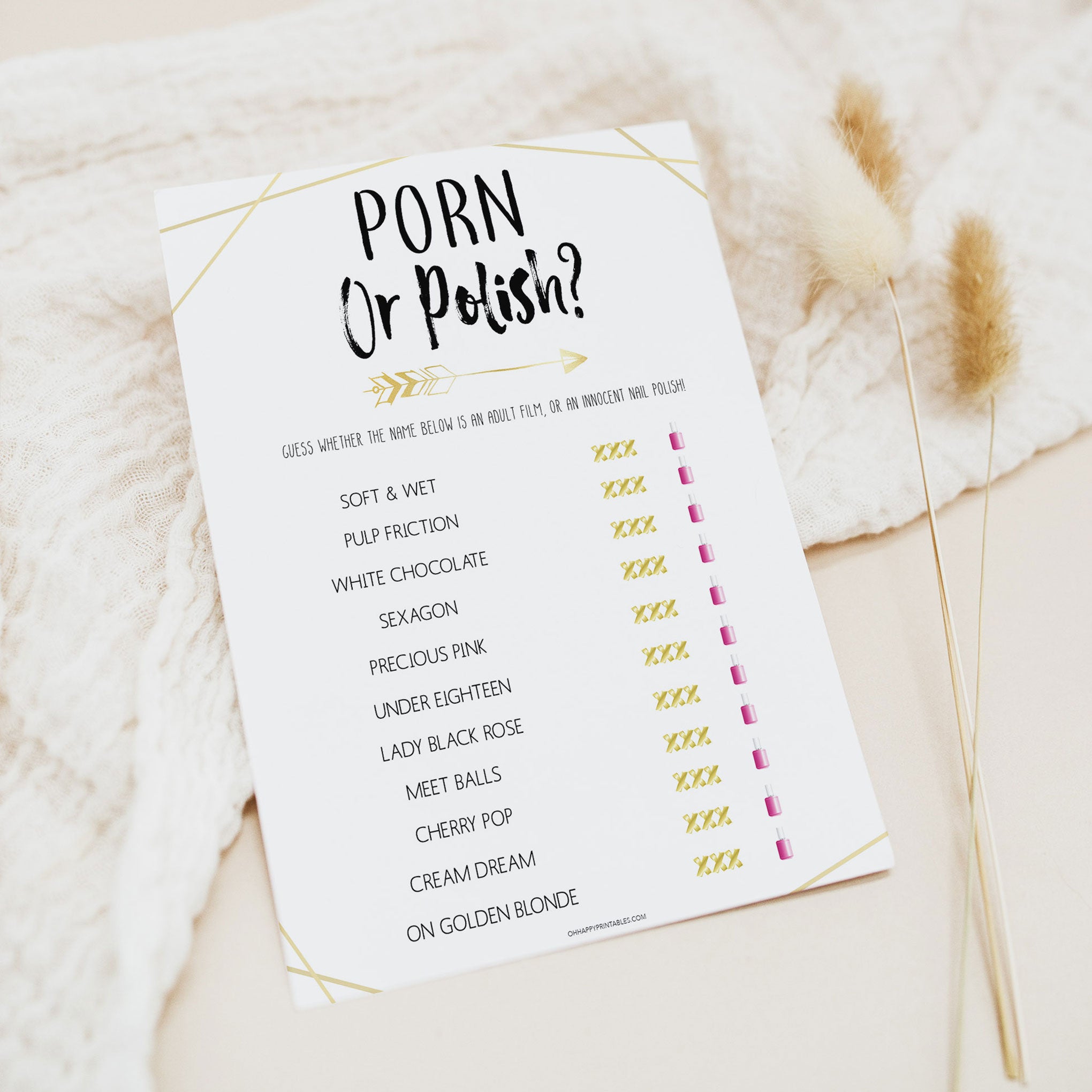 Porn or Polish Game, Bridal Shower Games