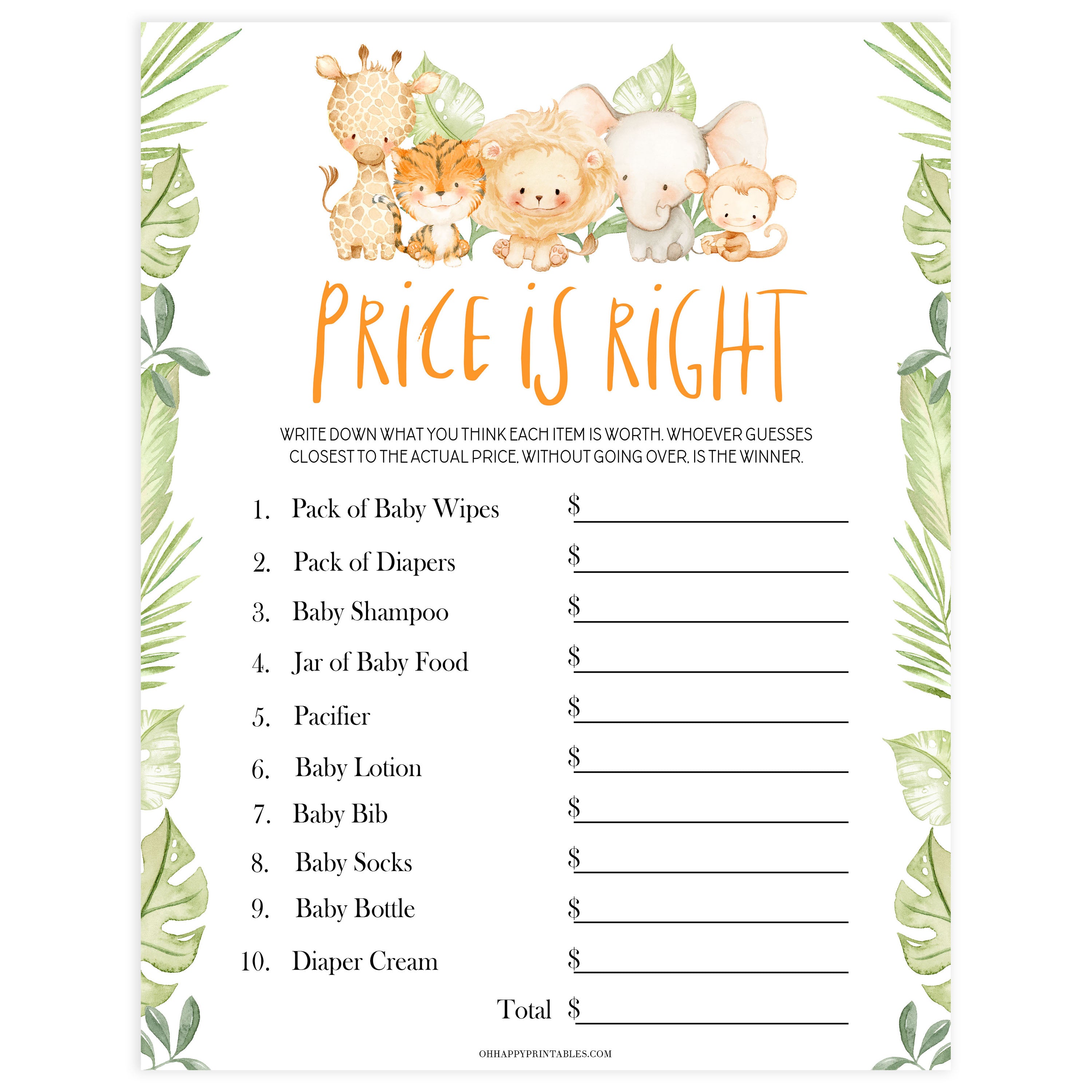 The price is right baby shower printable new arrivals