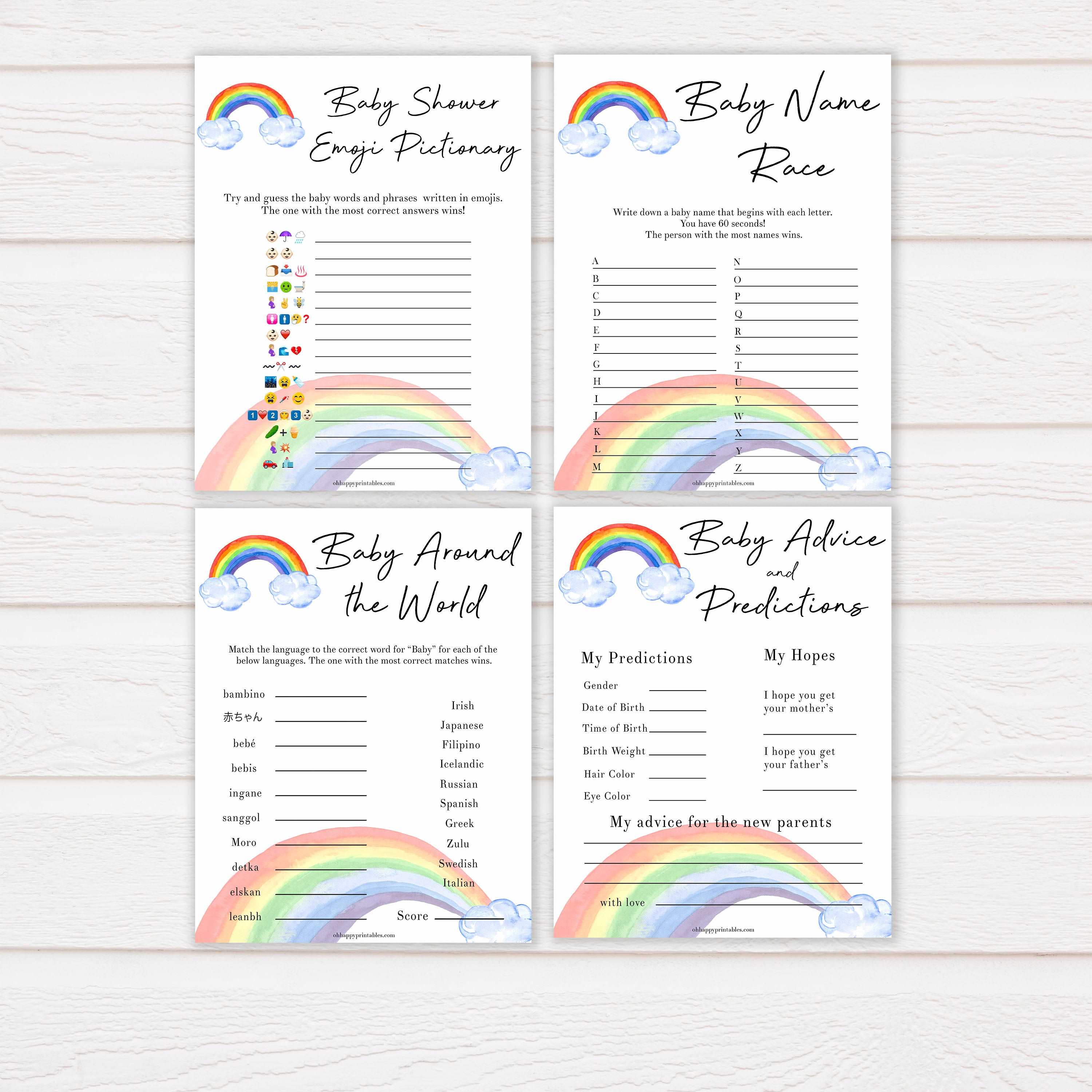 Rainbow baby games, rainbow 10 baby games, baby shower games bundle, rainbow printable baby games, instant download games, rainbow baby shower, printable baby games, fun baby games, popular baby games, top 10 baby games