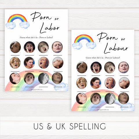 Rainbow baby games, rainbow porn or labour, labor or porn, rainbow printable baby games, instant download games, rainbow baby shower, printable baby games, fun baby games, popular baby games, top 10 baby games