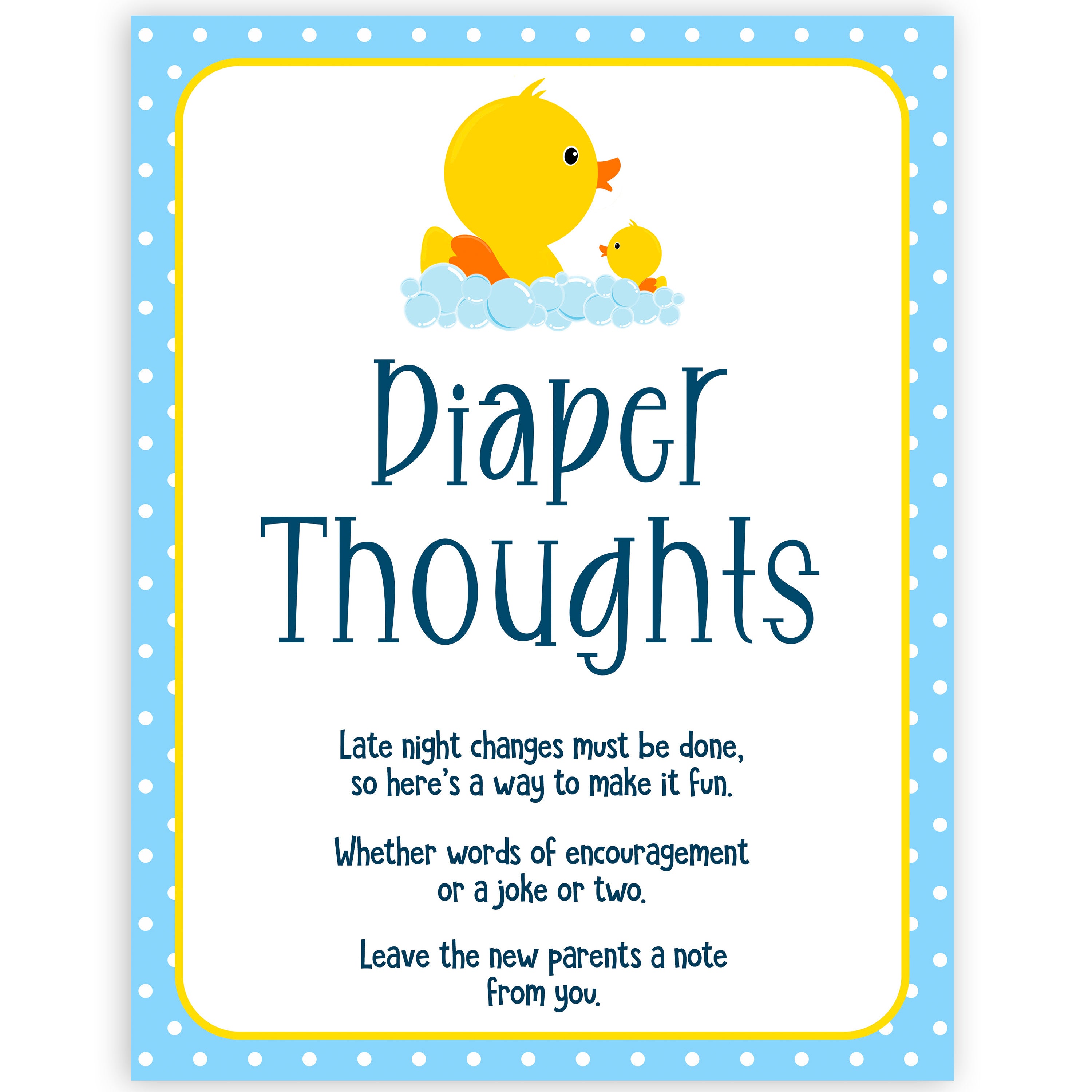 Diaper Thoughts  Rubber Ducky Printable baby shower Games –  OhHappyPrintables