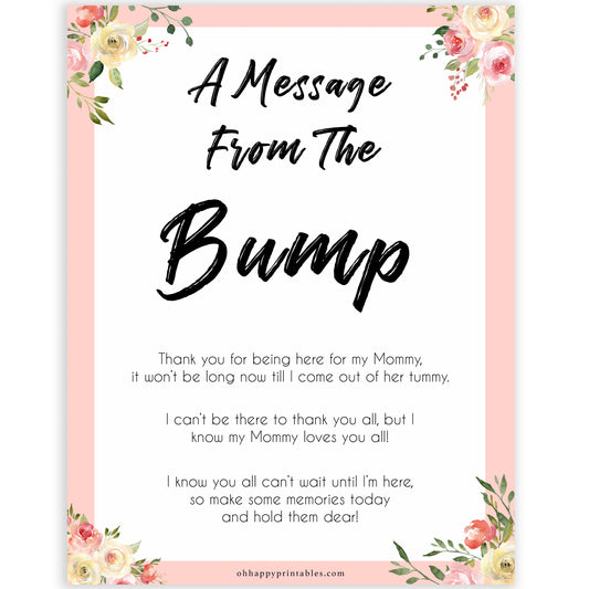spring floral message from the bump baby shower games, printable baby shower games, fun baby shower games, baby shower games, popular baby shower games