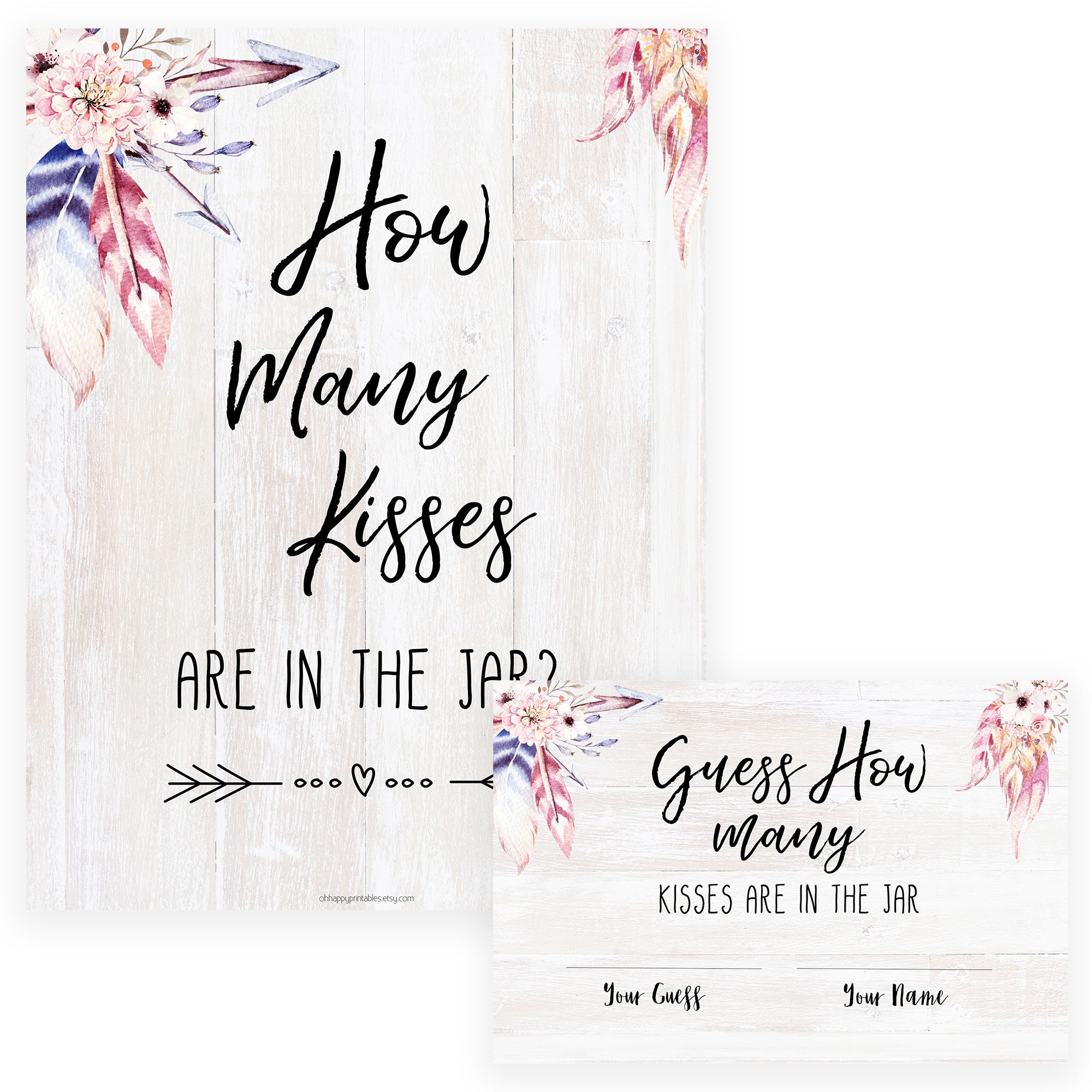 how-many-kisses-in-the-jar-game-shop-printable-bridal-shower-games-ohhappyprintables for Free Printable Guess How Many Kisses How Many Kisses in the Jar Game | Shop Printable Bridal Shower Games – OhHappyPrintables for Free Printable Guess How Many Kisses