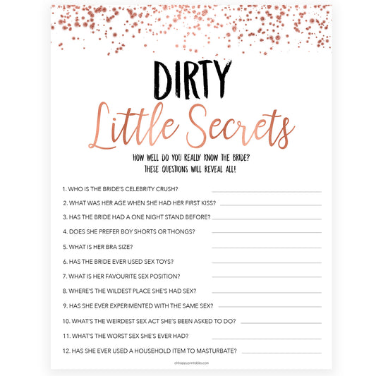 Rose gold bachelorette games, dirty little secrets, bachelorette games, bridal shower games, top 10 baby games, fun bachelorette games, top bridal games, rose gold games