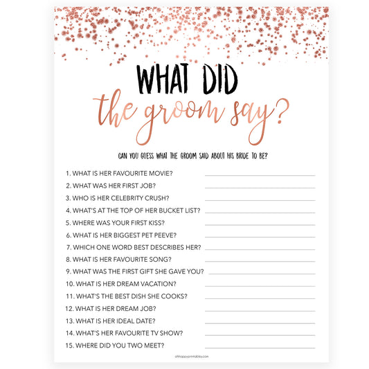 What Did the Groom Say - Rose Gold Foil