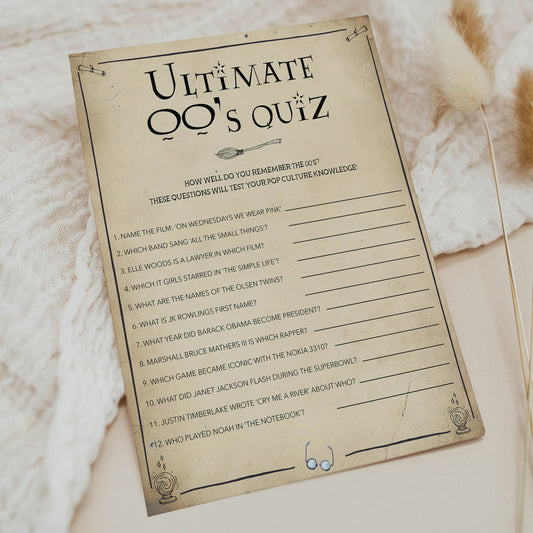 ultimate 00s quiz, bridal 00s quiz game, Printable bachelorette games, Harry Potter bachelorette, Harry Potter hen party games, fun hen party games, bachelorette game ideas, Harry Potter adult party games, naughty hen games, naughty bachelorette games