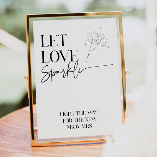   Let love sparkle table sign, printable wedding table signs, modern wedding table signs, wedding table decor