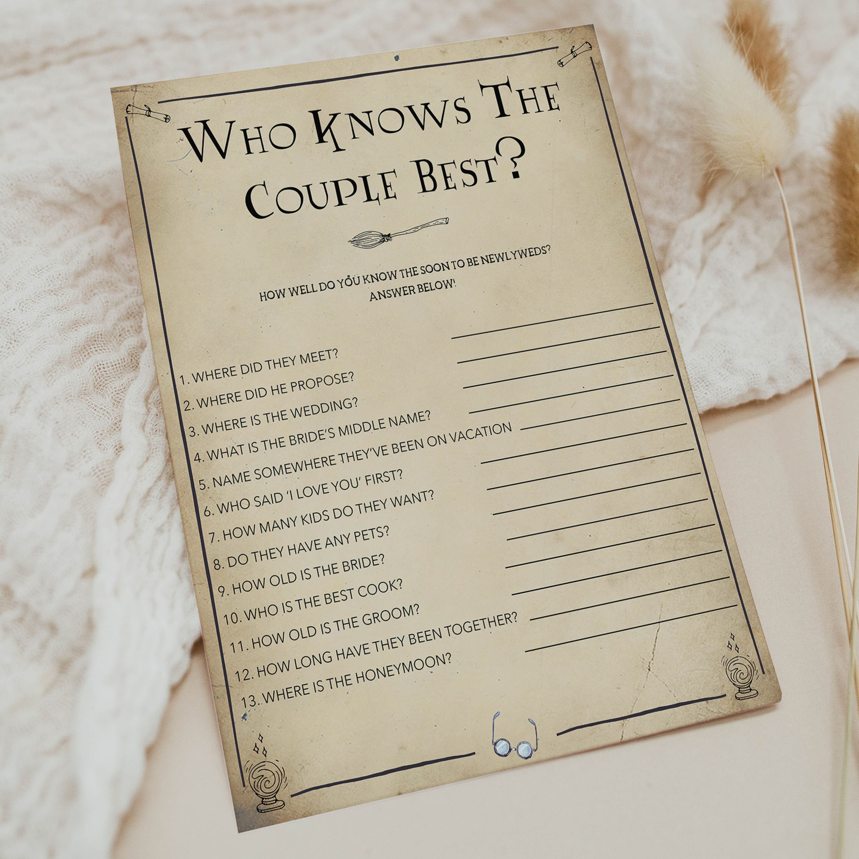 Who Knows the Couple Best  Shop Harry Potter Bridal Games –  OhHappyPrintables