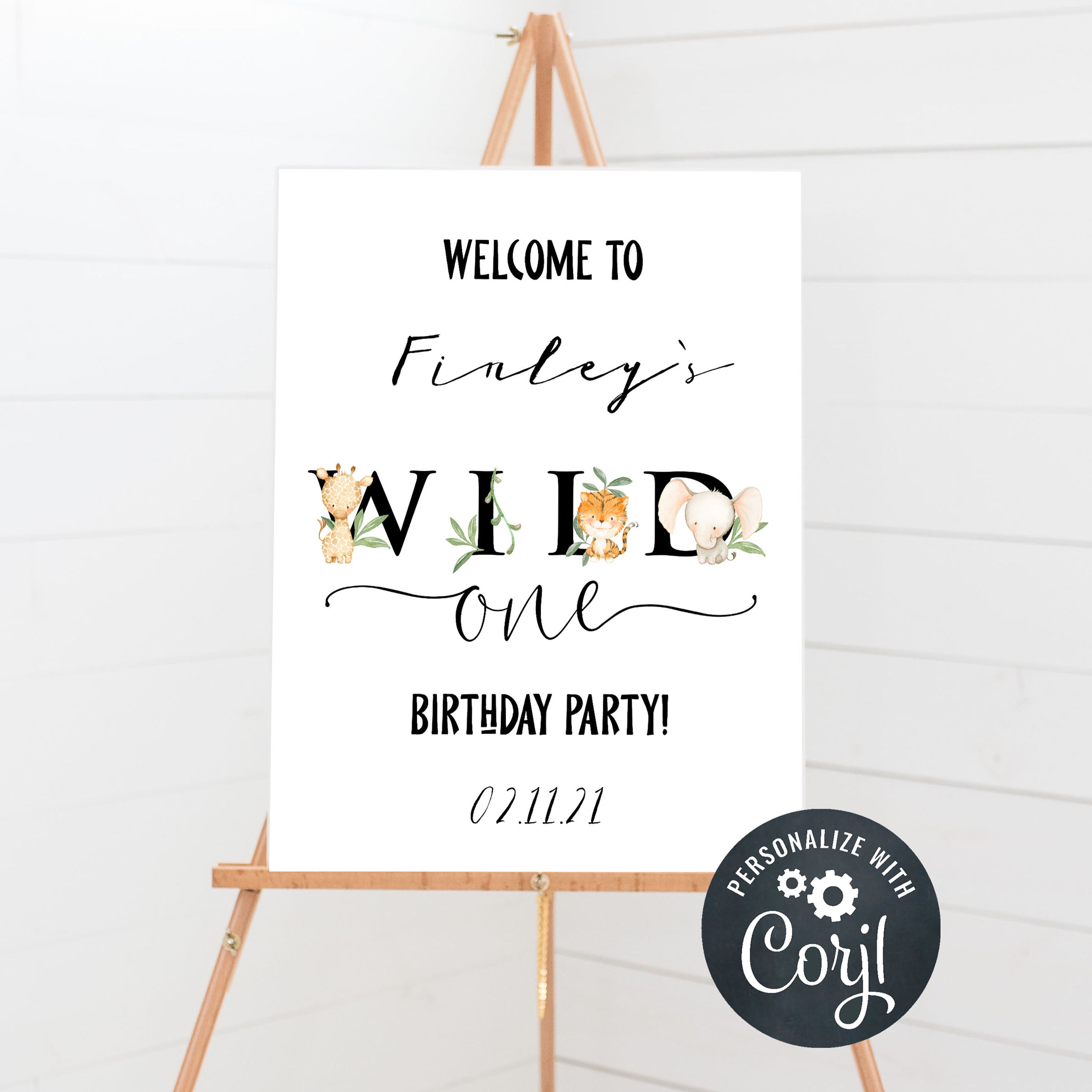 EDITABLE Wild One Birthday Welcome Sign - Wild One – OhHappyPrintables