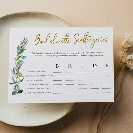 Dirty Bachelorette Scattergories - Eucalyptus Leaf