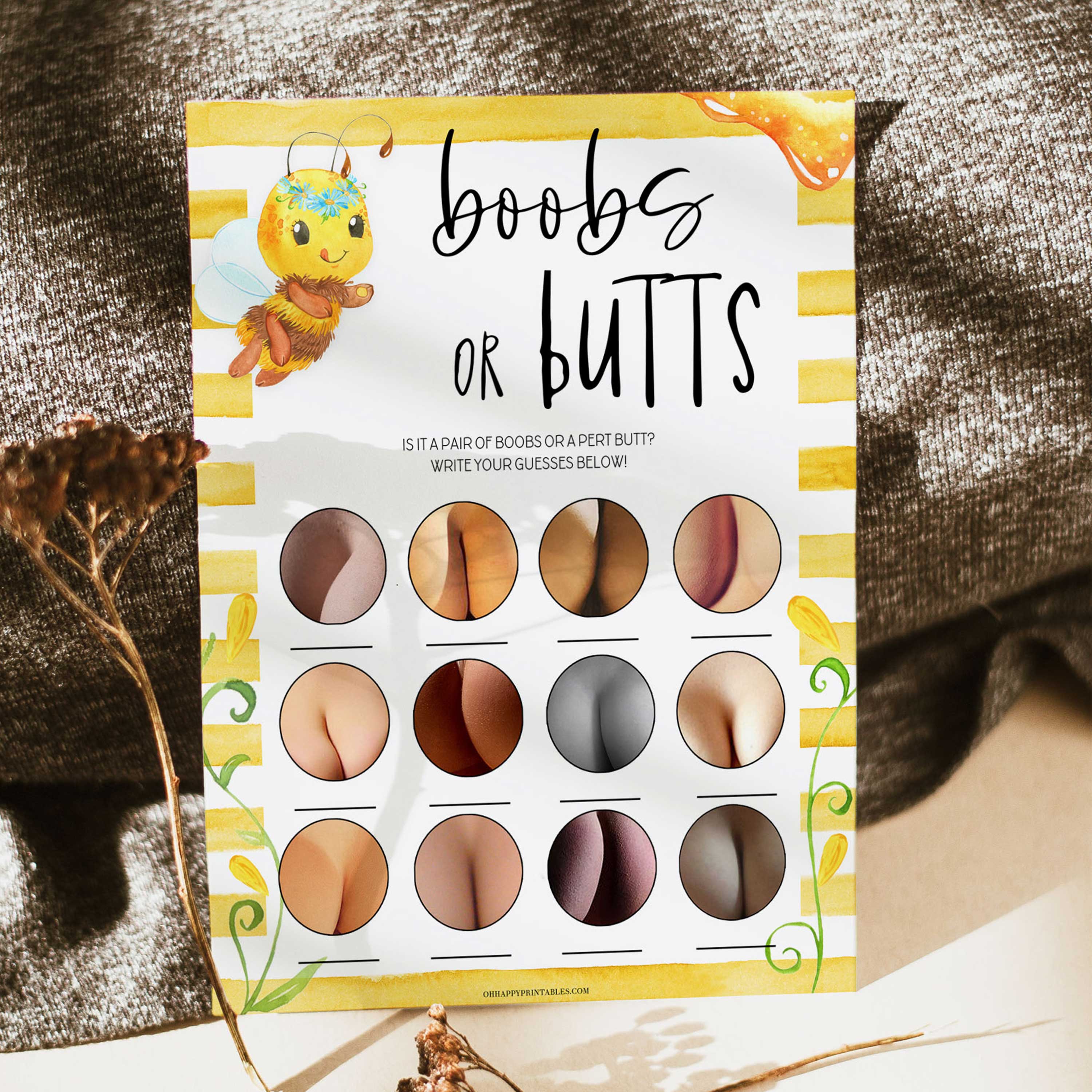 Boobs or Butts Baby Game - Mommy To BEE Printable Baby Games –  OhHappyPrintables