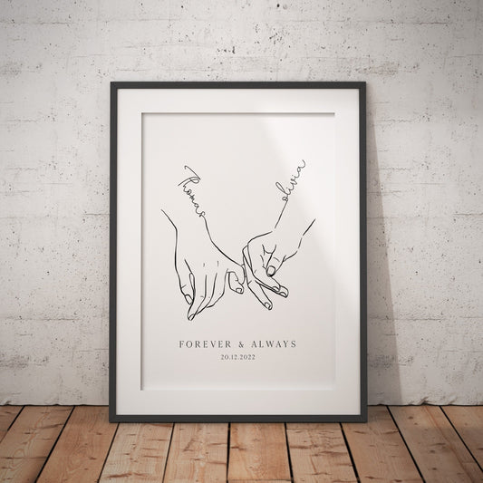 couples love hand art, gifts for her, gifts for him, wedding gifts anniversary gifts