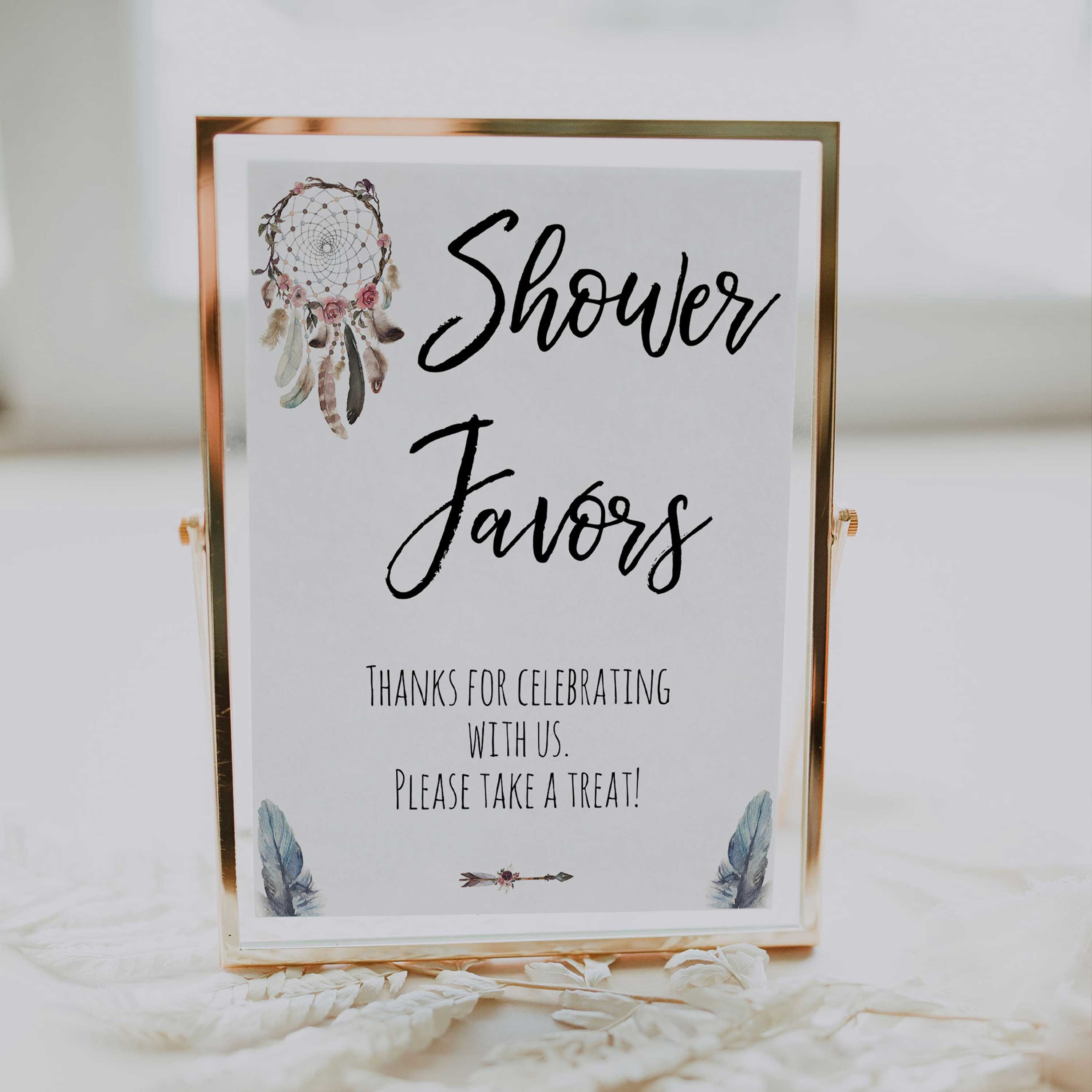 Favors Sign - Boho Printable Baby Shower Signs – OhHappyPrintables