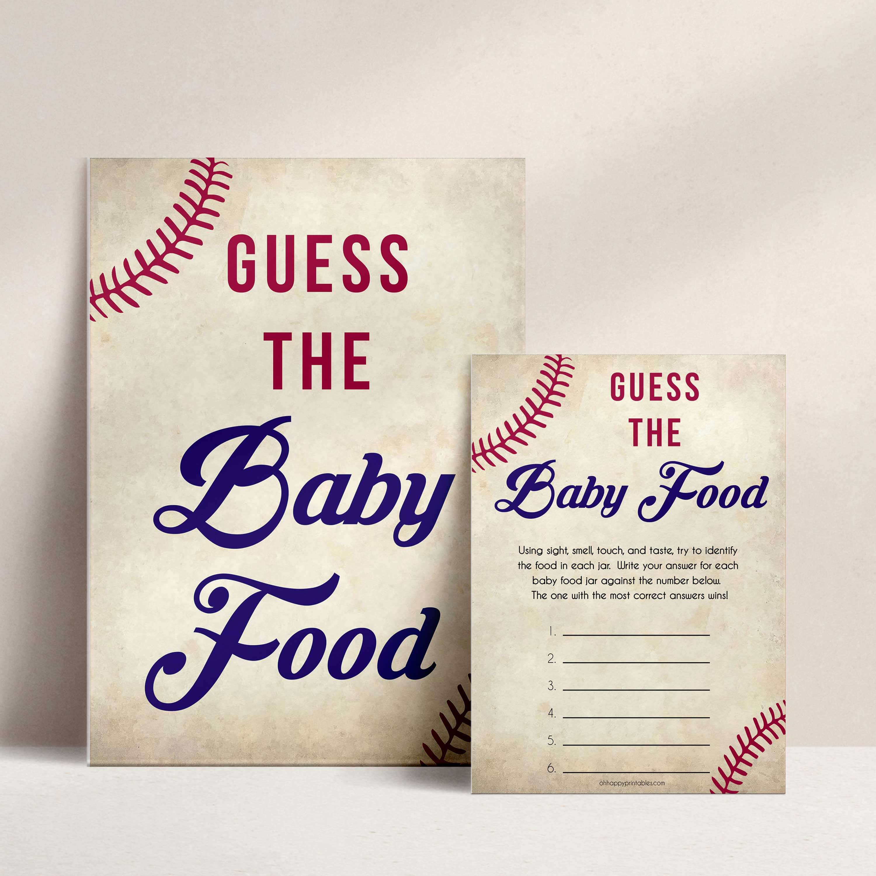 Guess The Baby Food Game Baseball Printable Baby Shower Games