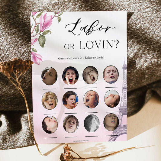 labor or loivn baby shower game, Paris baby shower games, printable baby shower games, Parisian baby shower games, fun baby shower games