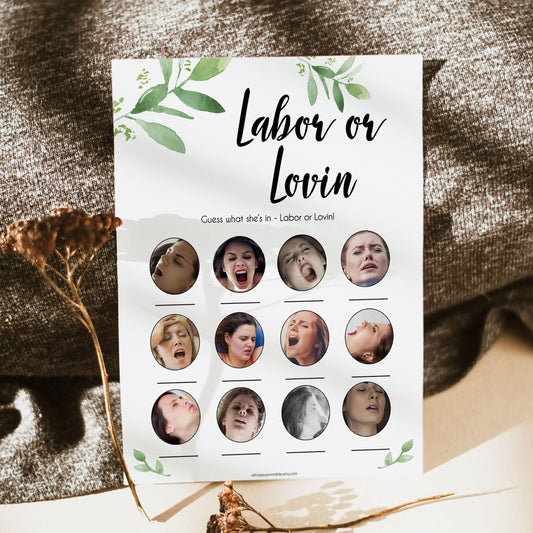 Labour or lovin Game botanical theme, labor or lovin baby shower games, baby shower games, funny baby shower games, sex face baby shower games, botanical baby shower, its a boy