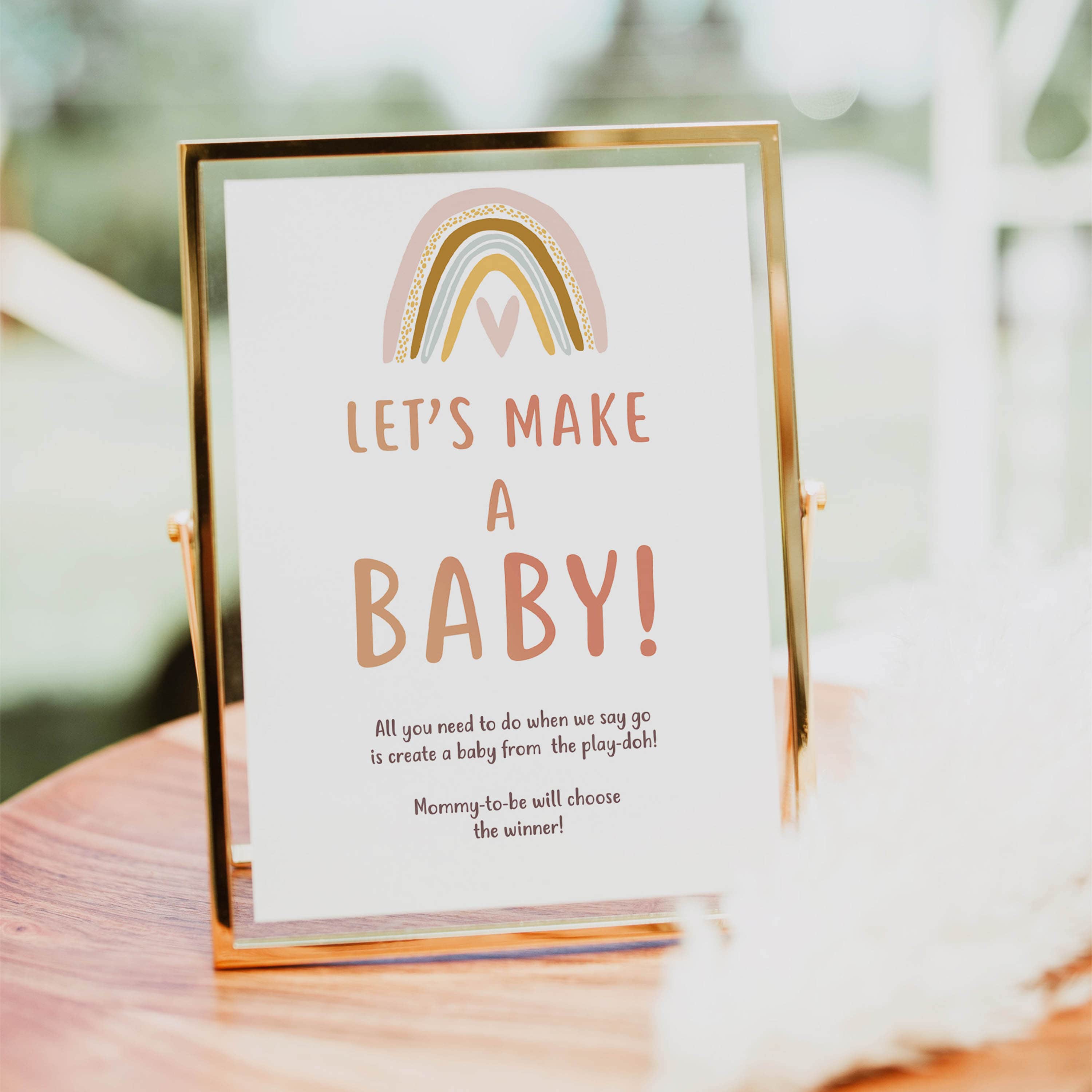 Lets Make A Baby Game Printable Boho Rainbow Baby Shower Games