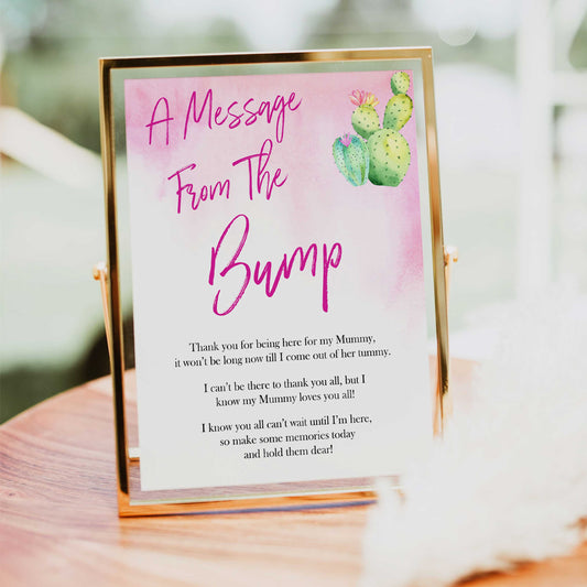 Cactus baby shower games, cactus message from the bump baby game, printable baby games, Mexican baby shower, Mexican baby games, fiesta baby games, popular baby games, printable baby games