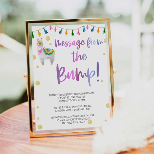 message from the bump game, Printable baby shower games, llama fiesta fun baby games, baby shower games, fun baby shower ideas, top baby shower ideas, Llama fiesta shower baby shower, fiesta baby shower ideas