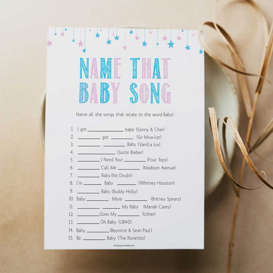 Gender reveal baby games, name that baby song baby game, gender reveal shower, fun baby games, gender reveal ideas, popular baby games, best baby games, printable baby games, gender reveal baby games