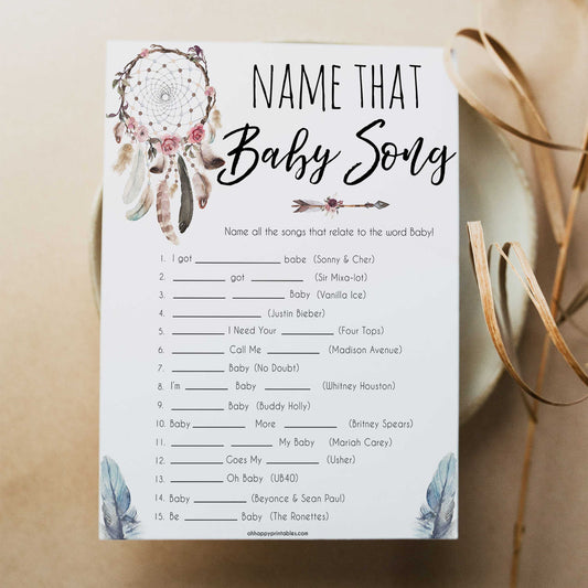 Boho baby games, name that baby song baby game, fun baby games, printable baby games, top 10 baby games, boho baby shower, baby games, hilarious baby games