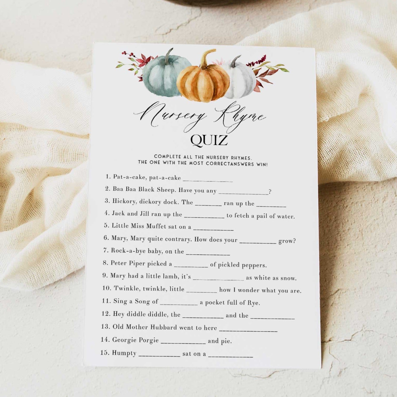 Nursery Rhyme Quiz Game - Fall Pumpkin Printable Baby Games – OhHappyPrintables nursery-rhyme-quiz-game-fall-pumpkin-printable-baby-games-ohhappyprintables