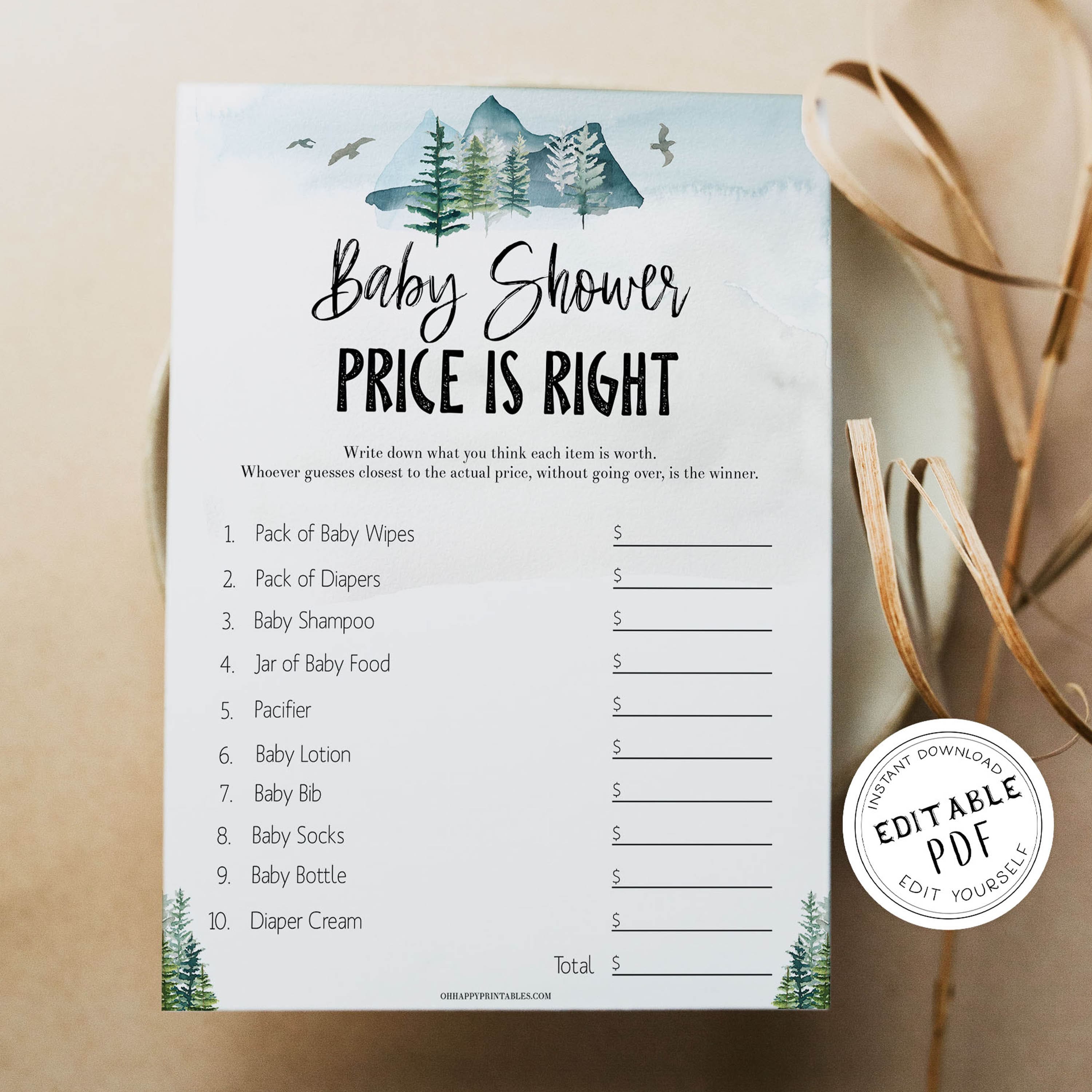 The Price is Right Game - Adventure Awaits Printable Baby Shower
