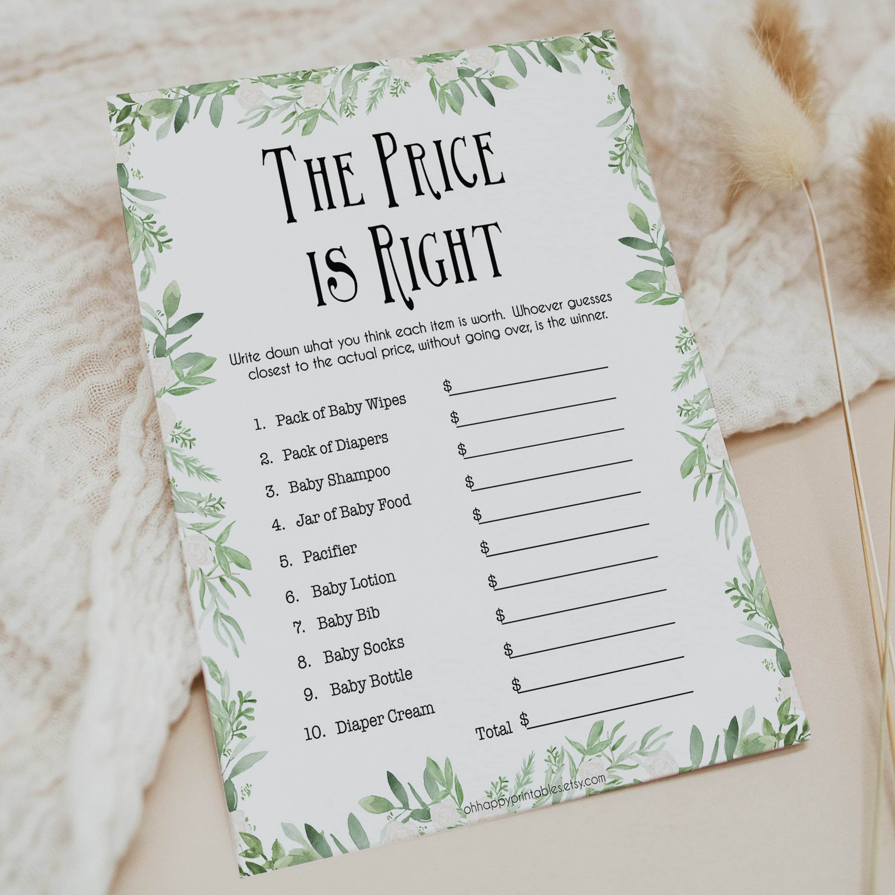 Price is right baby shower items top