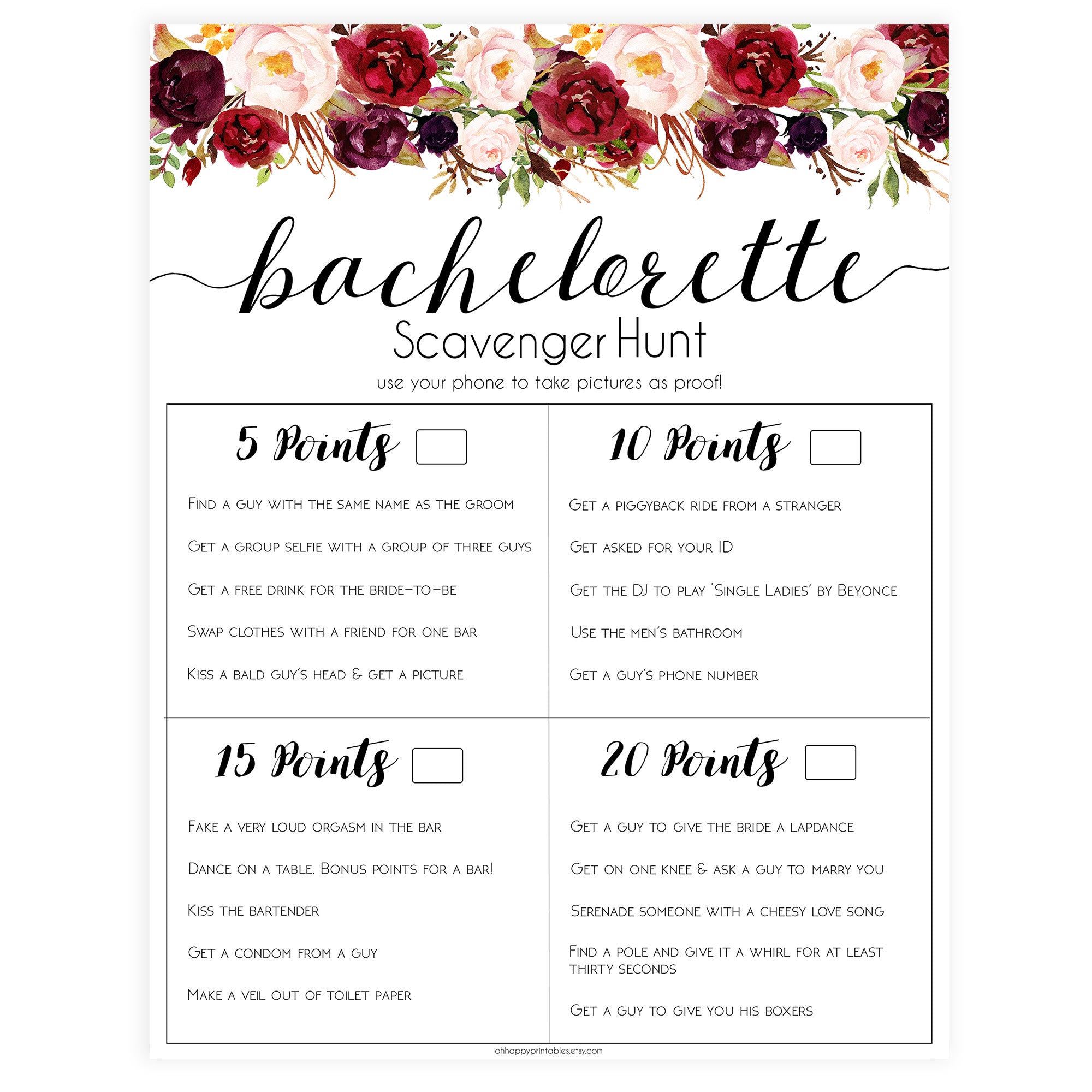 Bachelorette Scavenger Hunt | Bachelorette Party | Oh Happy Printables – OhHappyPrintables bachelorette-scavenger-hunt-bachelorette-party-oh-happy-printables-ohhappyprintables