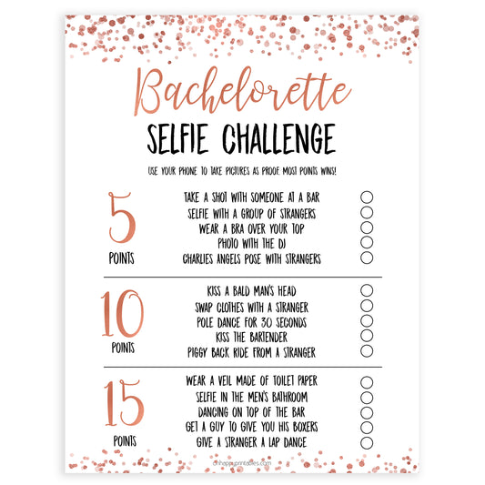 Rose gold bachelorette games, selfie challenge, bachelorette games, bridal shower games, top 10 baby games, fun bachelorette games, top bridal games, rose gold games