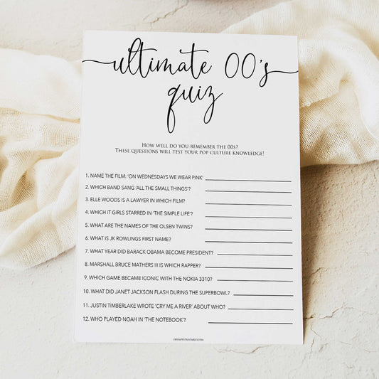 minimalist bachelorette games, ultimate 00s quiz game, bridal shower games bundle, dirty bridal games, printable bridal games, bridal shower games, hen party hames, bachelorette games