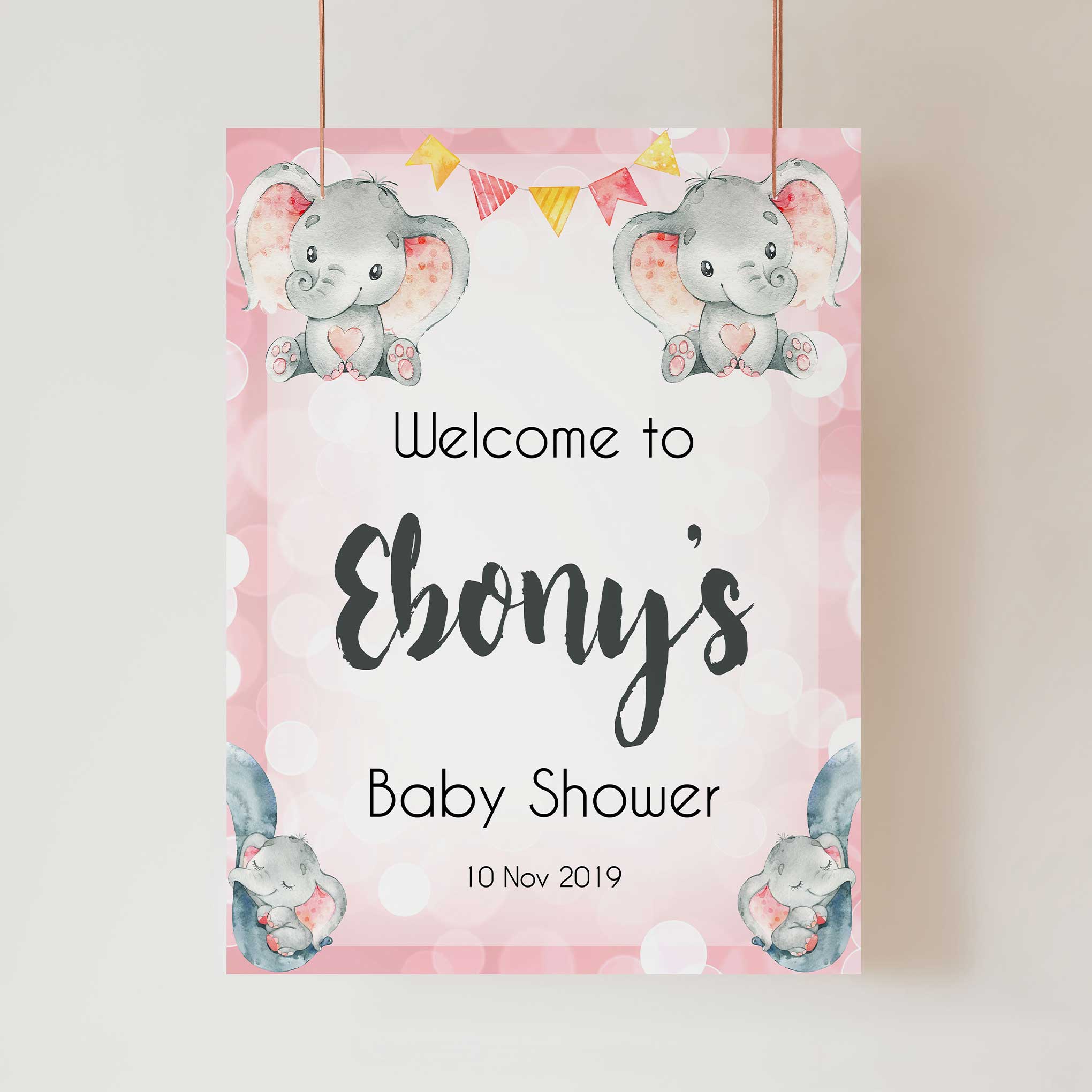 Printable elephant sales baby shower decorations