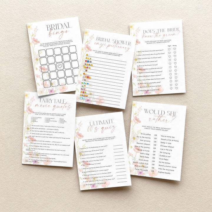 100 Editable Wildflower Bridal Shower Games