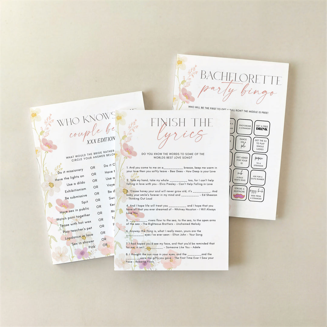 100 Editable Wildflower Bridal Shower Games