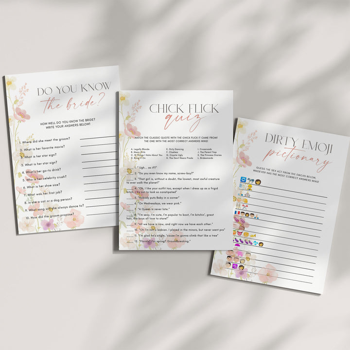 100 Editable Wildflower Bridal Shower Games