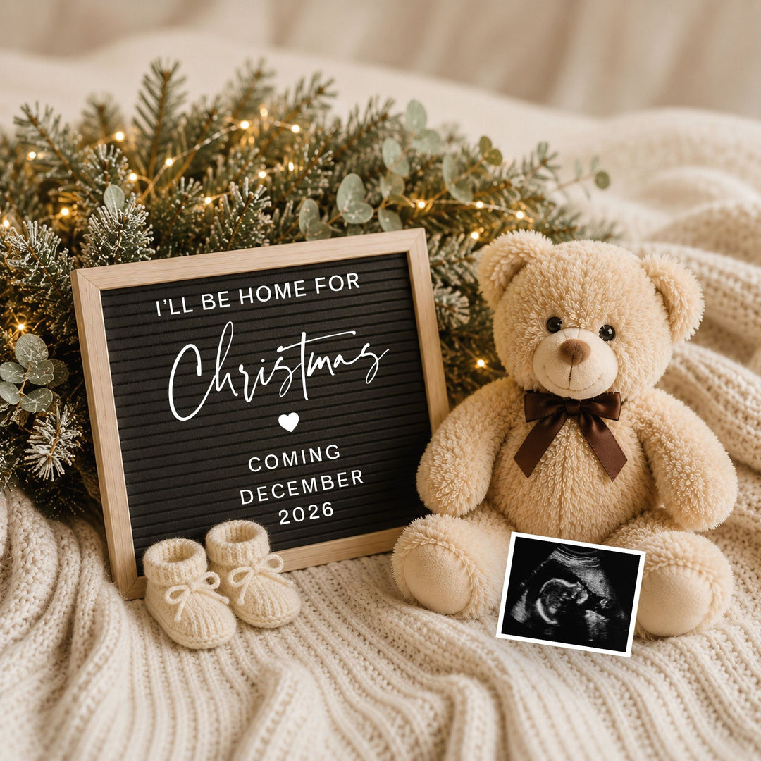 Baby Due  Christmas Digital Pregnancy Announcement Editable Canva Template