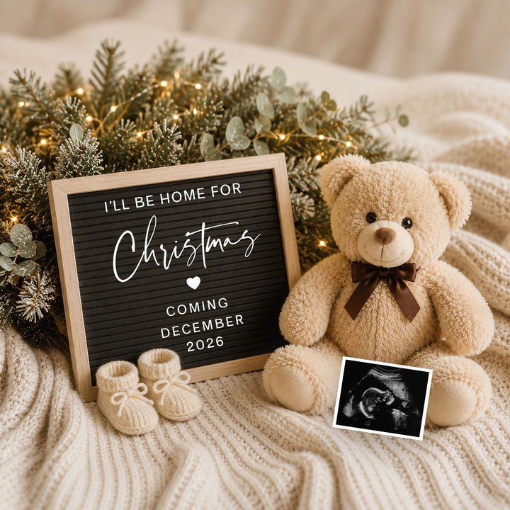 Baby Due  Christmas Digital Pregnancy Announcement Editable Canva Template