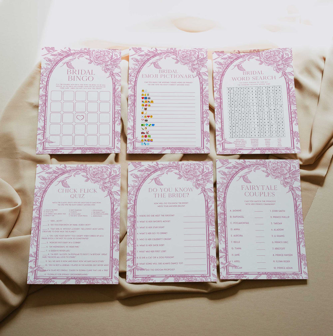 35 Chinoiserie Bridal Shower Pink Games