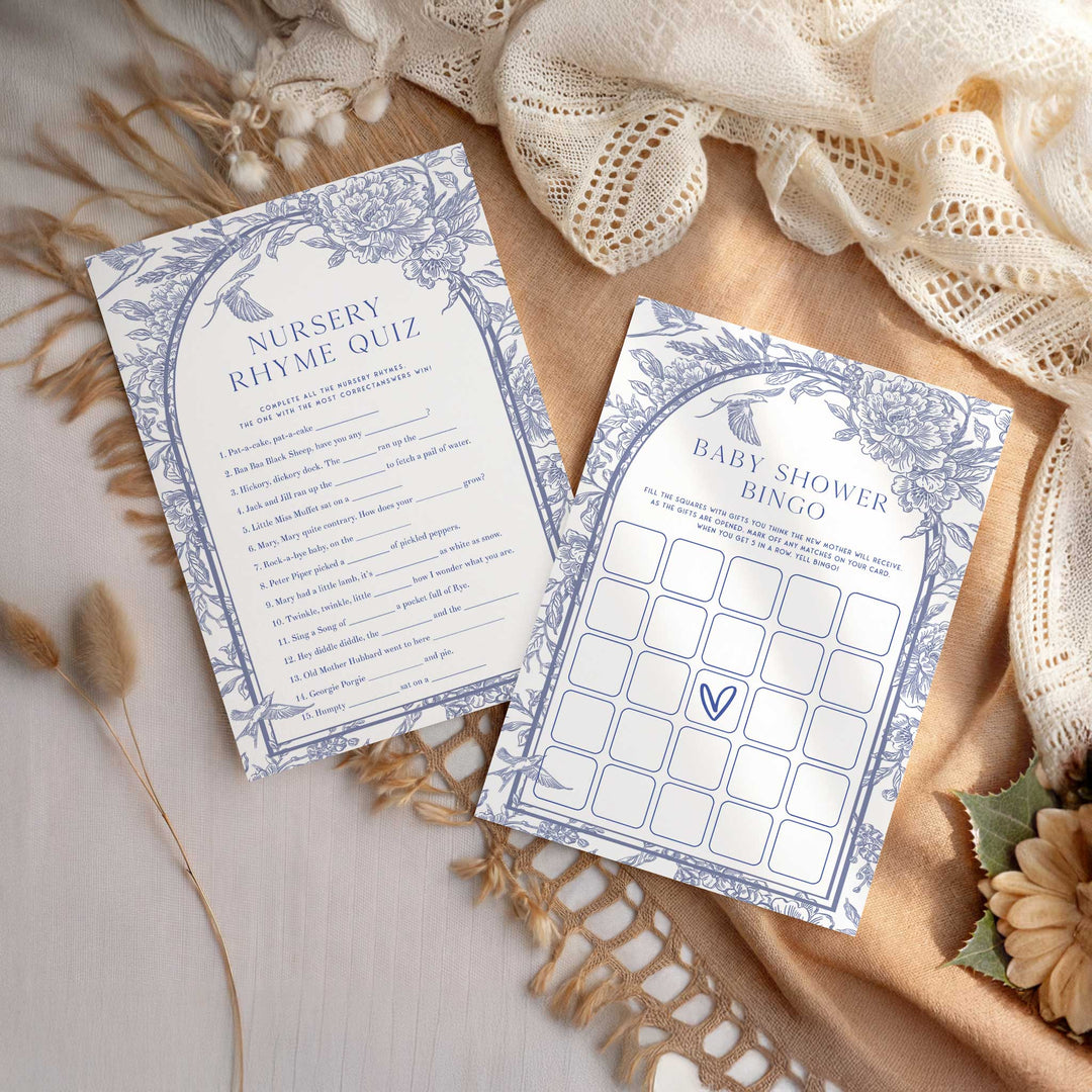 Chinoiserie Blue Baby Shower Games